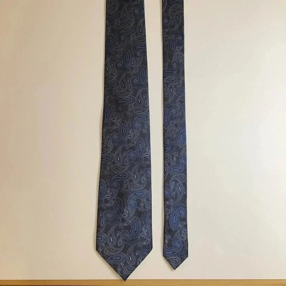 PERRY ELLIS Brown & Blue Paisley Woven Silk Tie - Picture 3 of 11